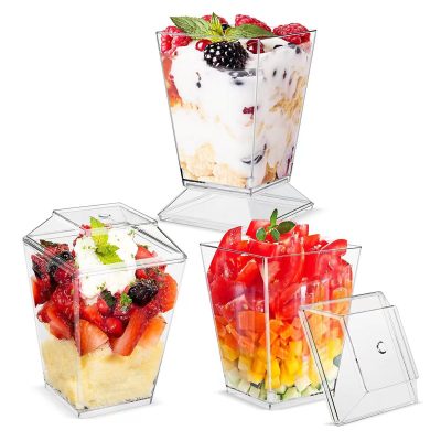 Dessert Plastic PS Cups With Lid Ice Cream (5)