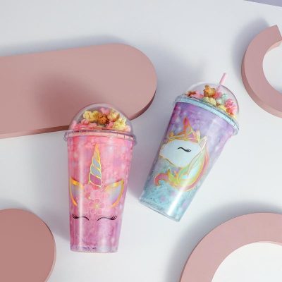 Ice Cream Portable Water Cup With Lid And Straw (3)